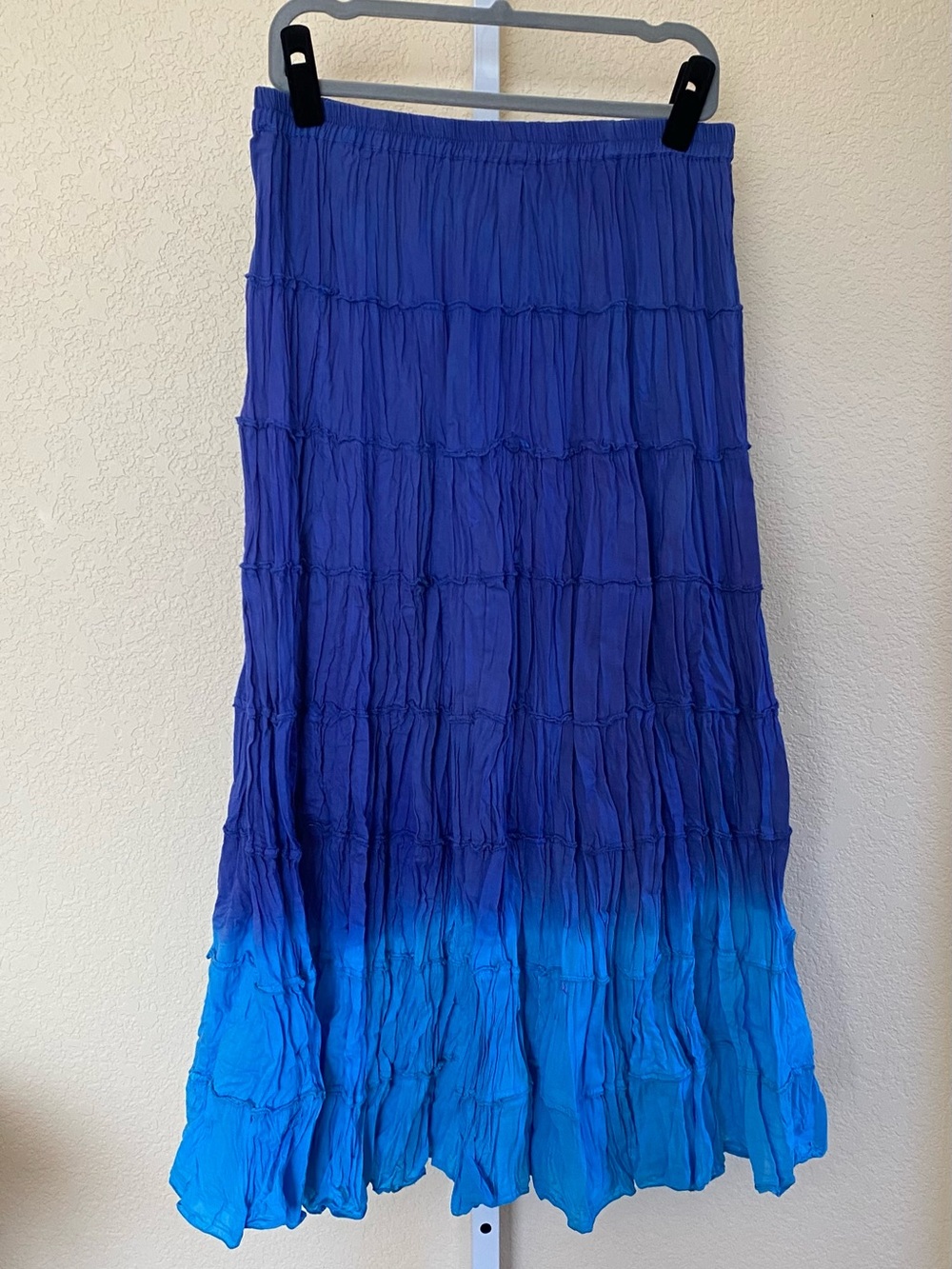 Phool BohoMaxi Tiered Dip-Dye Skirt in Royal Blue to Aqua Size Medium